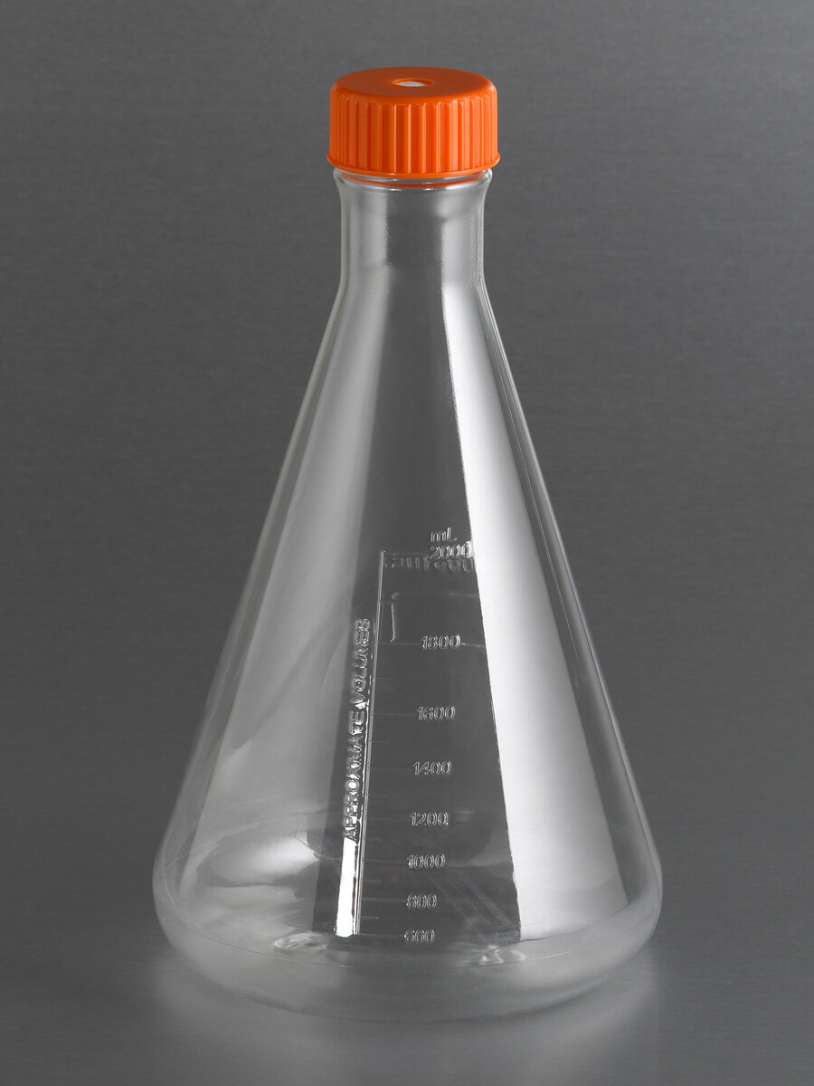 锥形瓶（1L、PC材质、平底、透气盖） - Corning