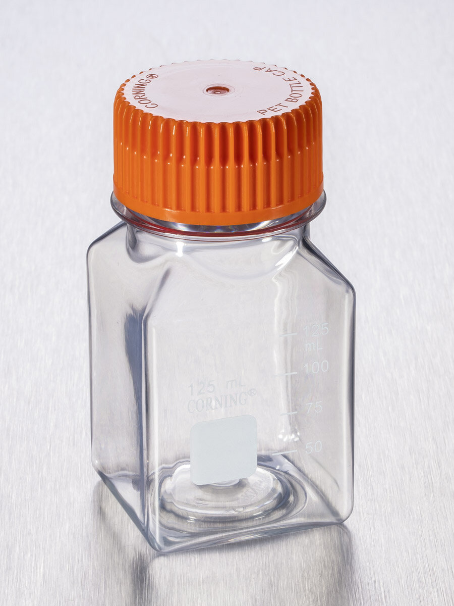 储液瓶（125ml、方形、PET材质、瓶颈37mm、无菌） - Corning