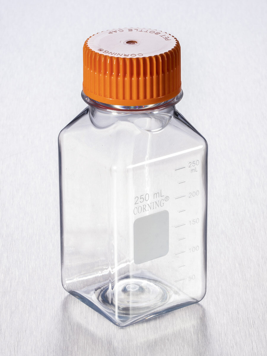 储液瓶（250ml、方形、PET材质、瓶颈37mm、无菌） - Corning