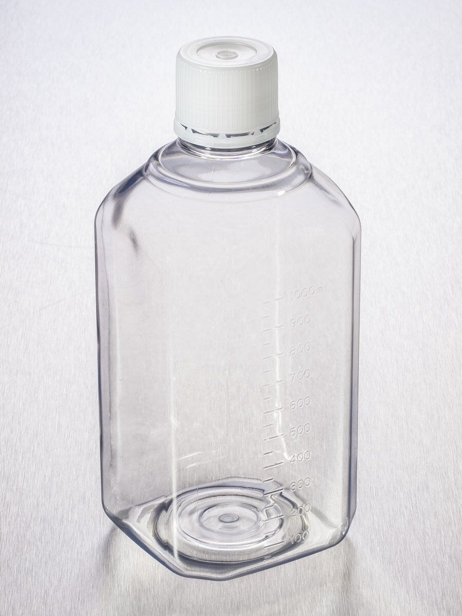 储液瓶（1000ml、八角形、PET材质、瓶颈31.7mm、无菌） - Corning