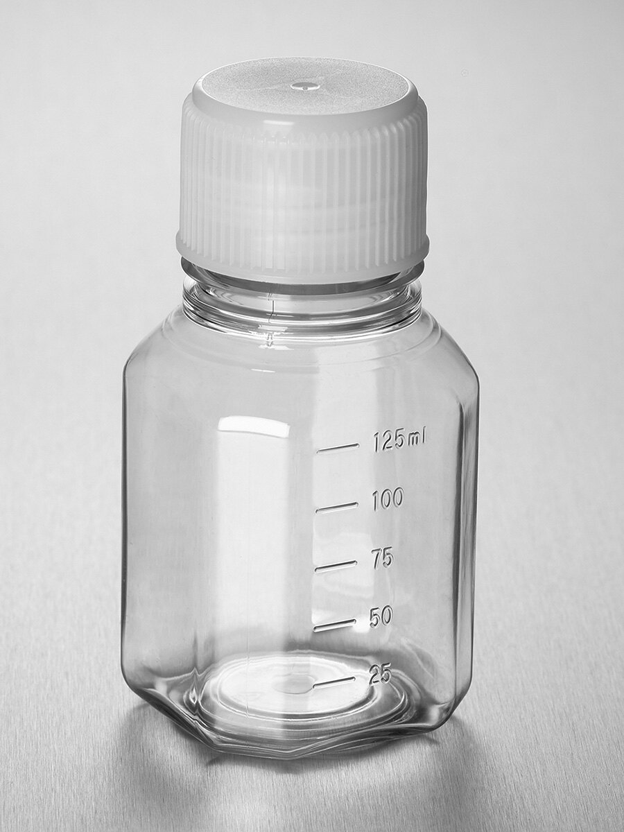 储液瓶（125ml、八角形、PET材质、经IATA认证31mm螺旋盖、无菌） - Corning