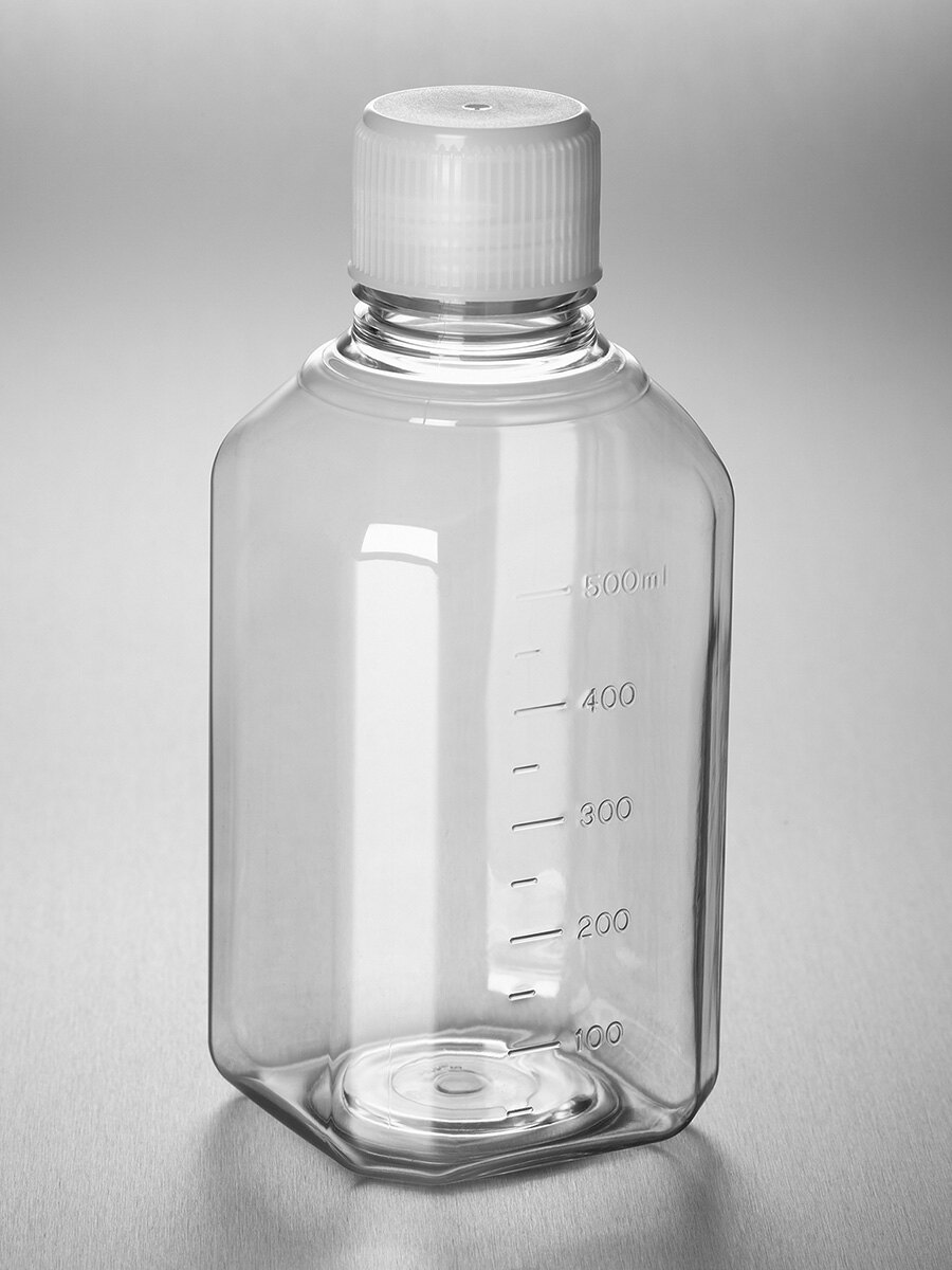 储液瓶（500ml、八角形、PET材质、经IATA认证31mm螺旋盖、无菌） - Corning