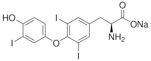 3,3',5'-三碘-L-甲状腺素钠，甲状腺激素（T3）类似物作用于人体，增加基础代谢率，影响蛋白质合成，并增加人体对儿茶酚胺的敏感性 - 阿拉丁