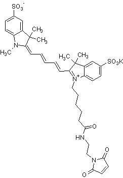 Sulfo-Cyanine5 maleimide，水溶性，亲水性发红光的荧光染料，用于与巯基偶联 - 阿拉丁